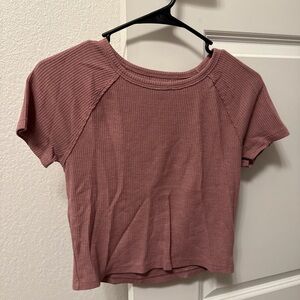 American Eagle Outfitters Dusty Rose Ribbed Tee